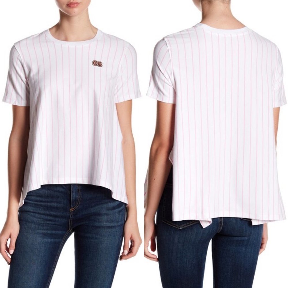 Opening Ceremony Striped Delta Tee Hanky Hem Patch